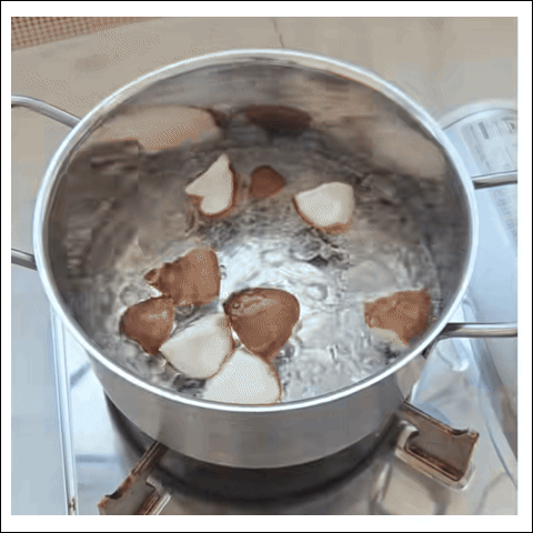 버섯라면 조리 과정