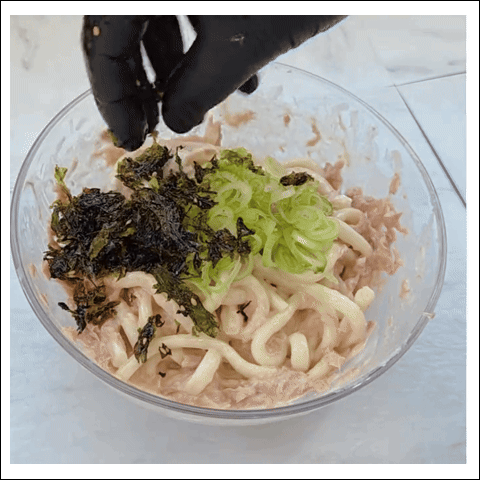 참치비빔우동 조리 과정