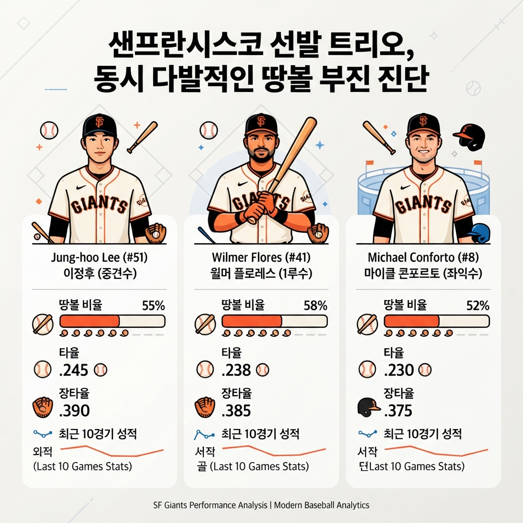 이정후 부진 심각, 2026 시즌 타율 0.143 충격 성적과 샌프란시스코 타선 위기 분석