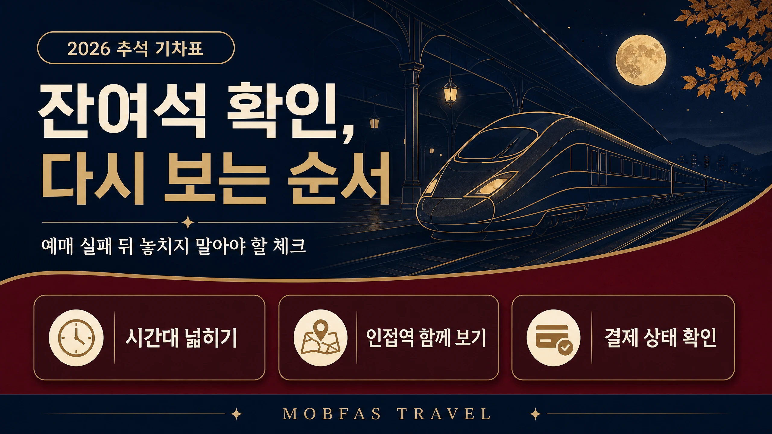 추석 기차표 잔여석 확인 순서를 요약한 카드 이미지