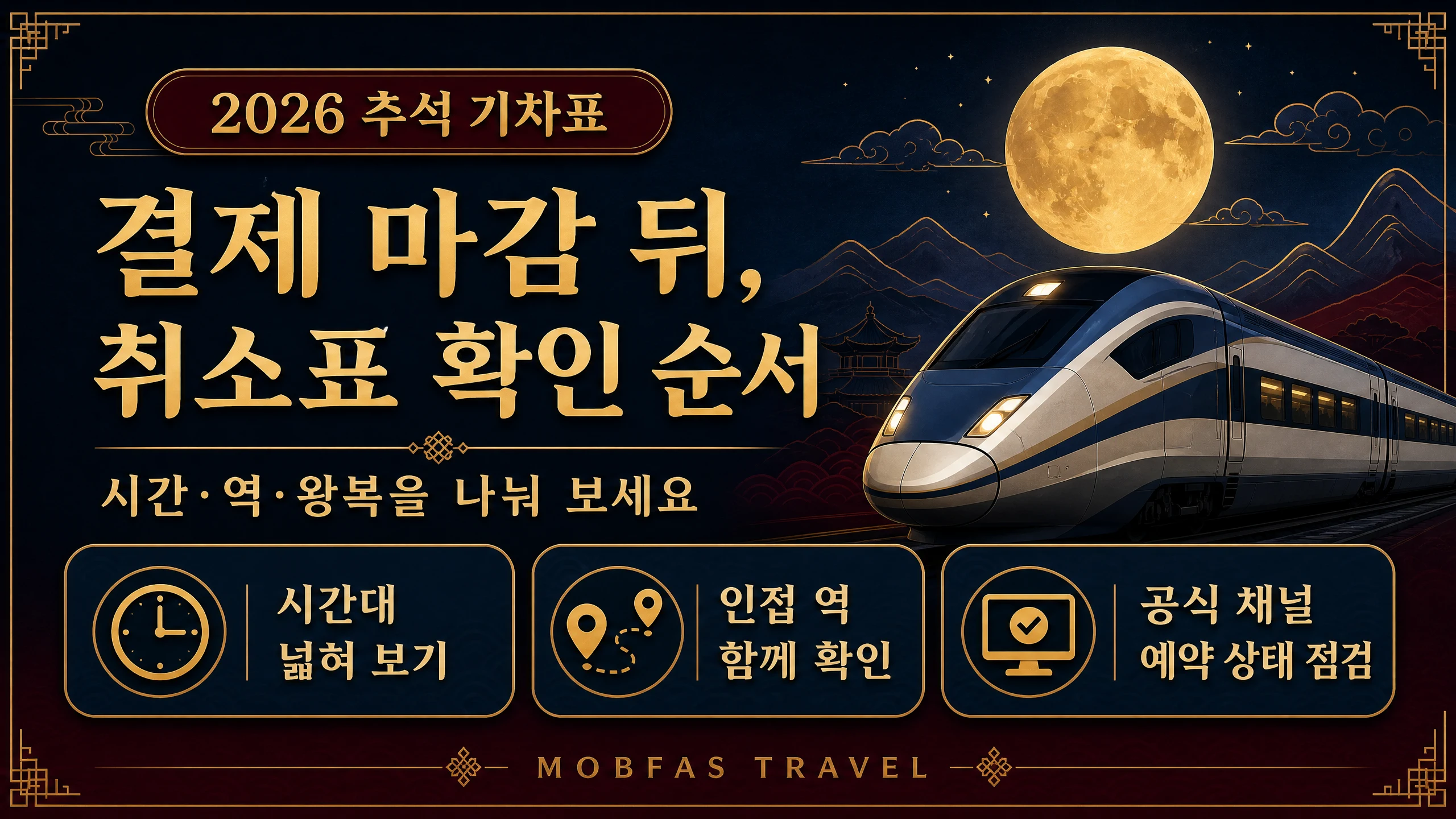 추석 기차표 결제 마감 뒤 취소표 확인 순서를 요약한 카드 이미지