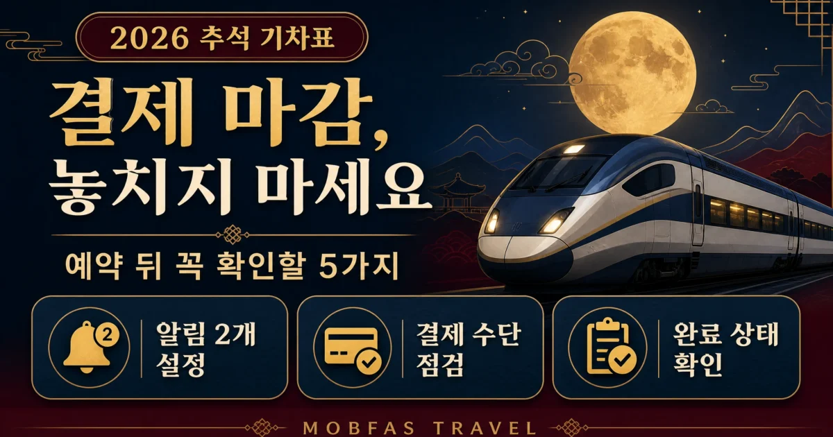 ‘추석 기차표 결제 마감’, 놓치지 않는 방법, 예약 뒤 꼭 확인할 5가지