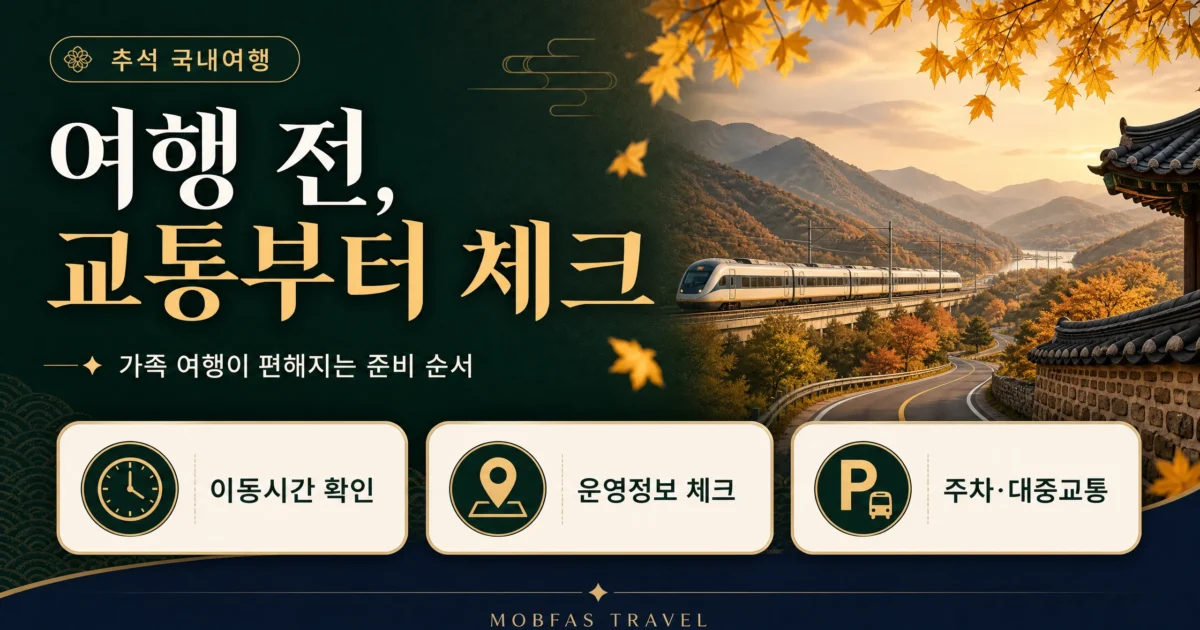 추석 연휴 국내 여행지 고를 때 교통부터 보는 이유, 가족 여행 준비 순서